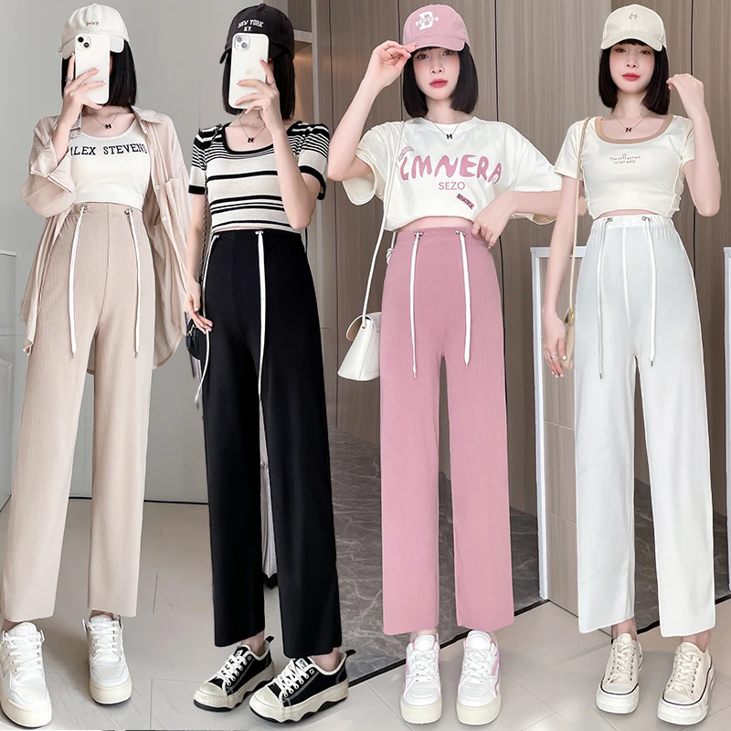 生完也能穿孕妇裤子夏季薄款外穿休闲裤显瘦小个子垂感宽松直筒裤