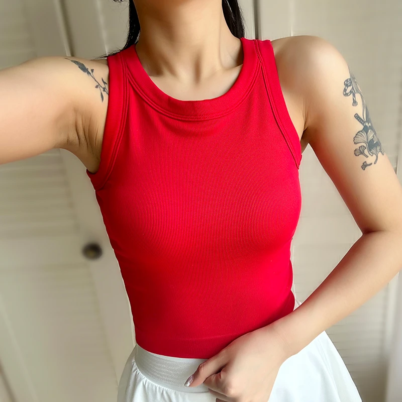 简约基础款套头修身显瘦短款无袖背心女款瑜伽健身背心速干上衣夏