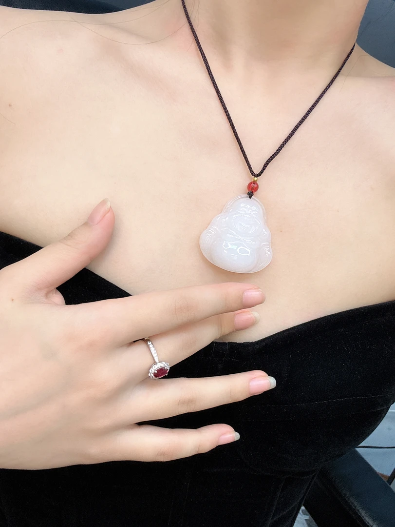 新疆金丝玉佛公吊坠平安喜乐毛衣链笑口常开项链