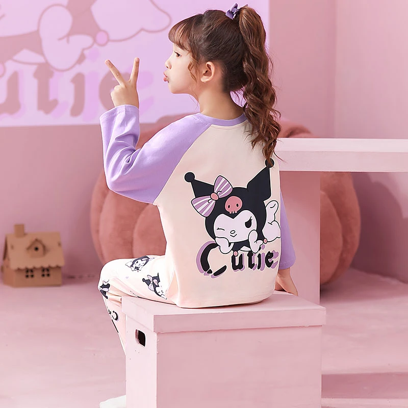 2025春秋季薄款长袖女童睡衣网红公主女孩中大儿童洋气家居服套装