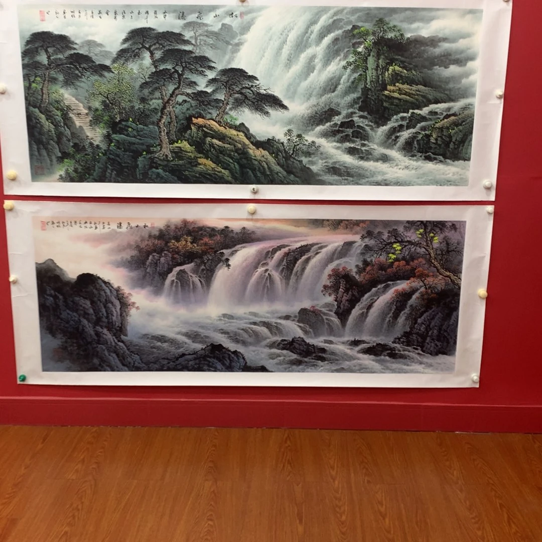 不***叔国画小六尺精品绿山水