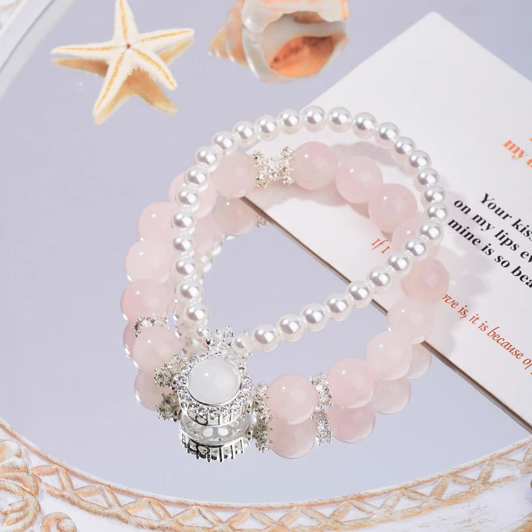 【在逃公主】粉水晶搭配贝珠简约百搭设计手串