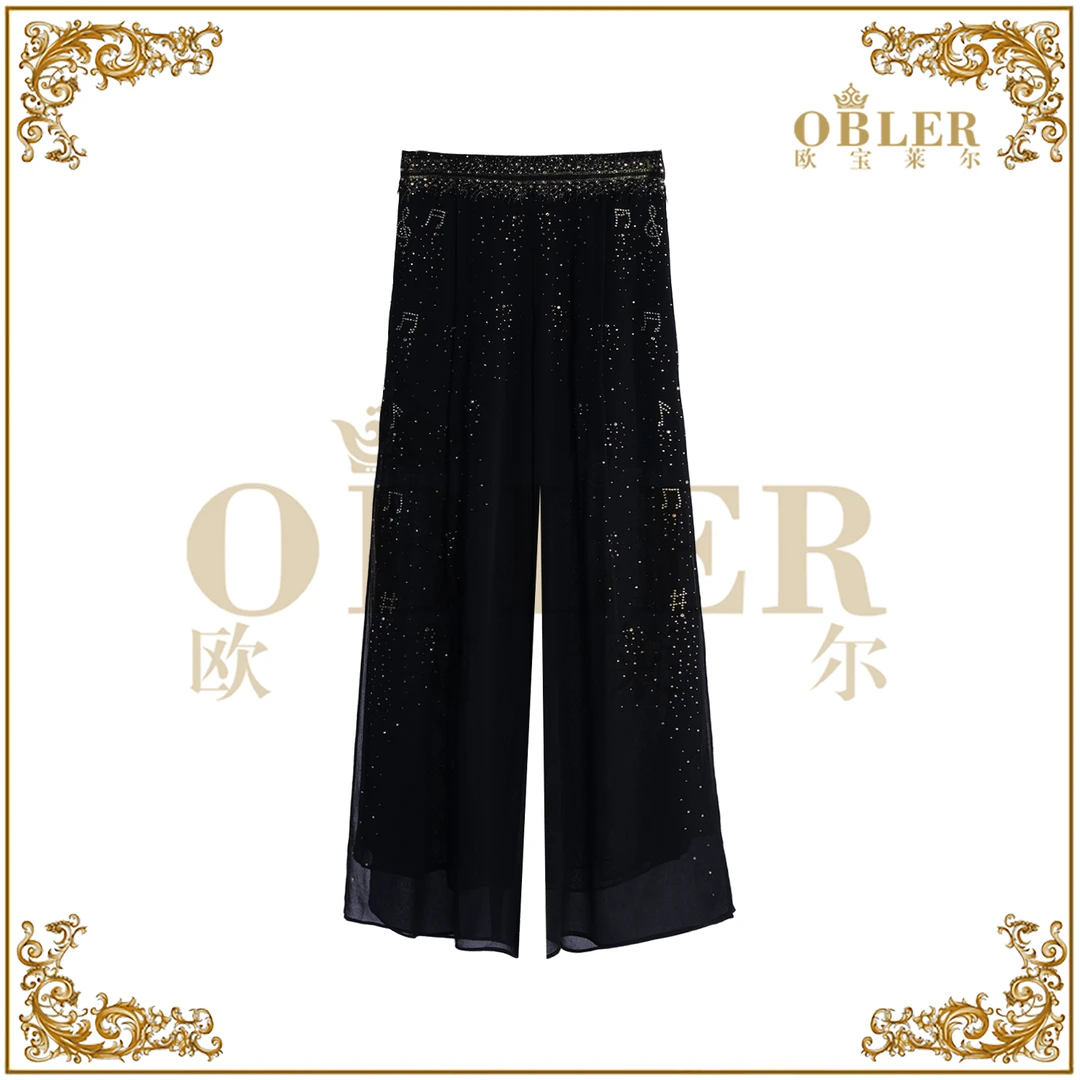 【欧宝莱尔】新款气质时尚轻奢阔腿裤305-25500