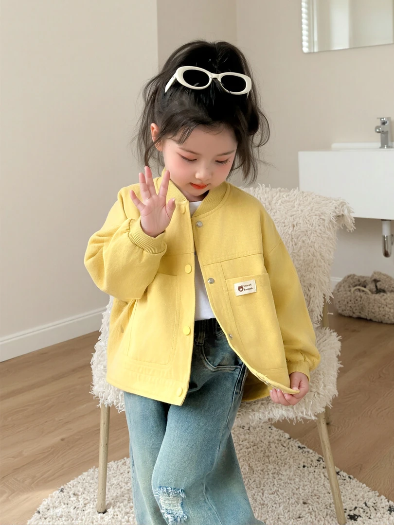 印花卡通2025秋装外套流行女宝宝夹克衫女童开衫春秋款上衣可爱