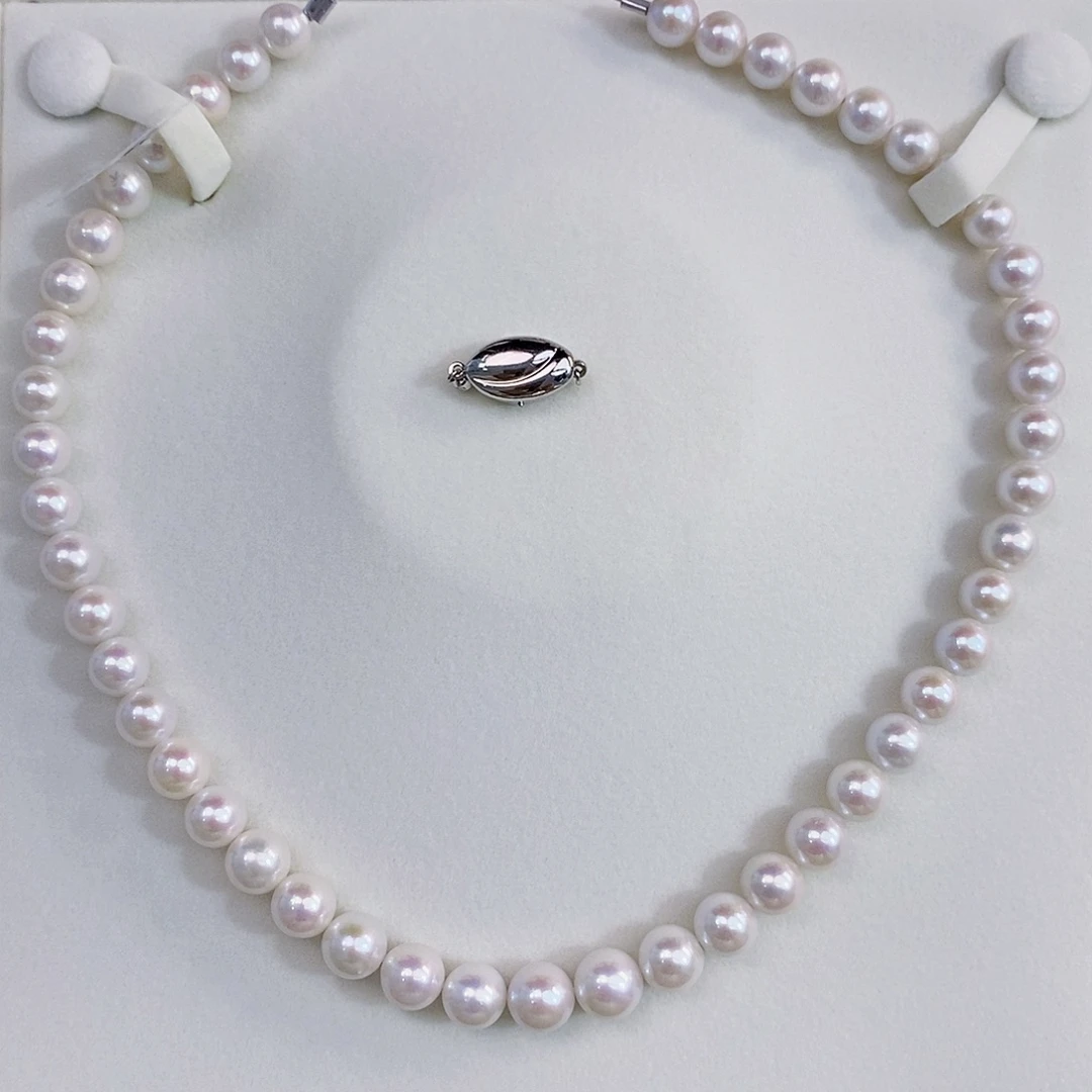 h***o银S925镶嵌精挑极光淡水项链8.5-10mm淡水珍珠