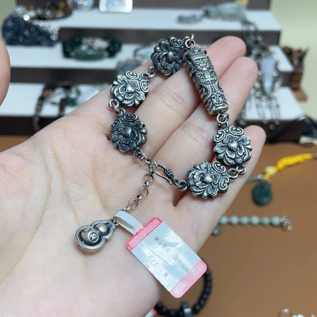 无925银复古风纯银手链