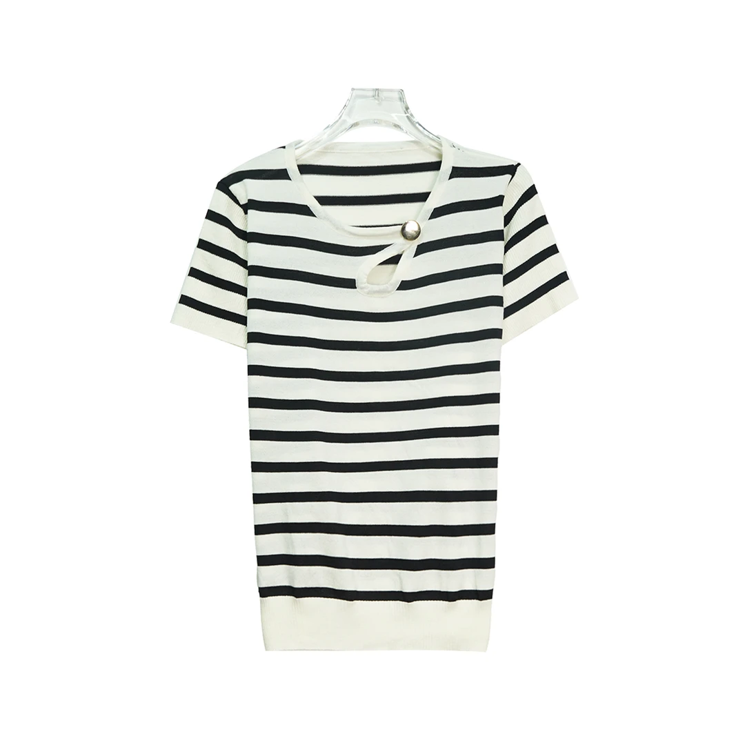 D3828【新款】潮流镂空设计感休闲宽松短袖