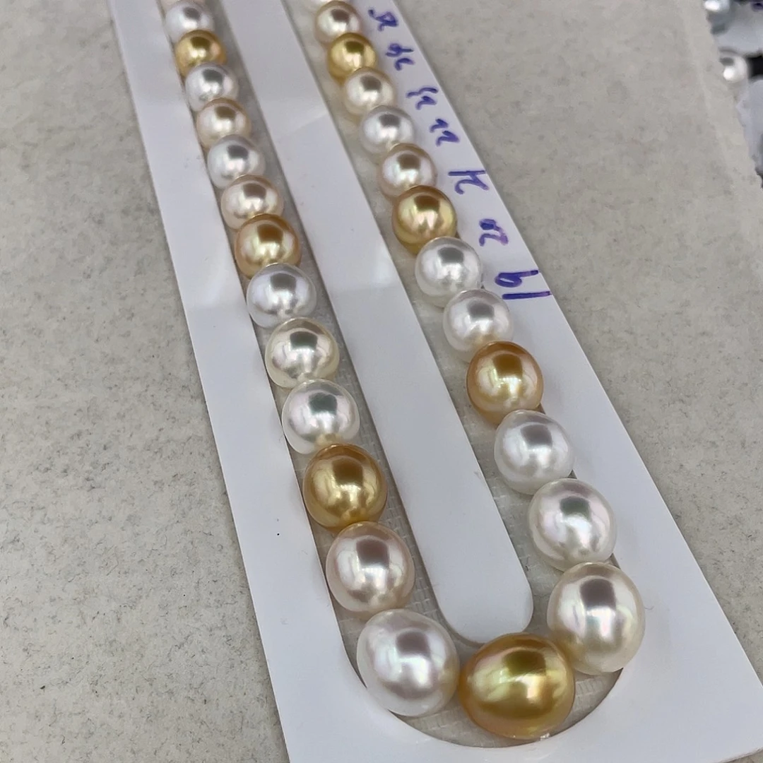 定制海水珍珠未镶嵌裸珠9-12mm白金混彩