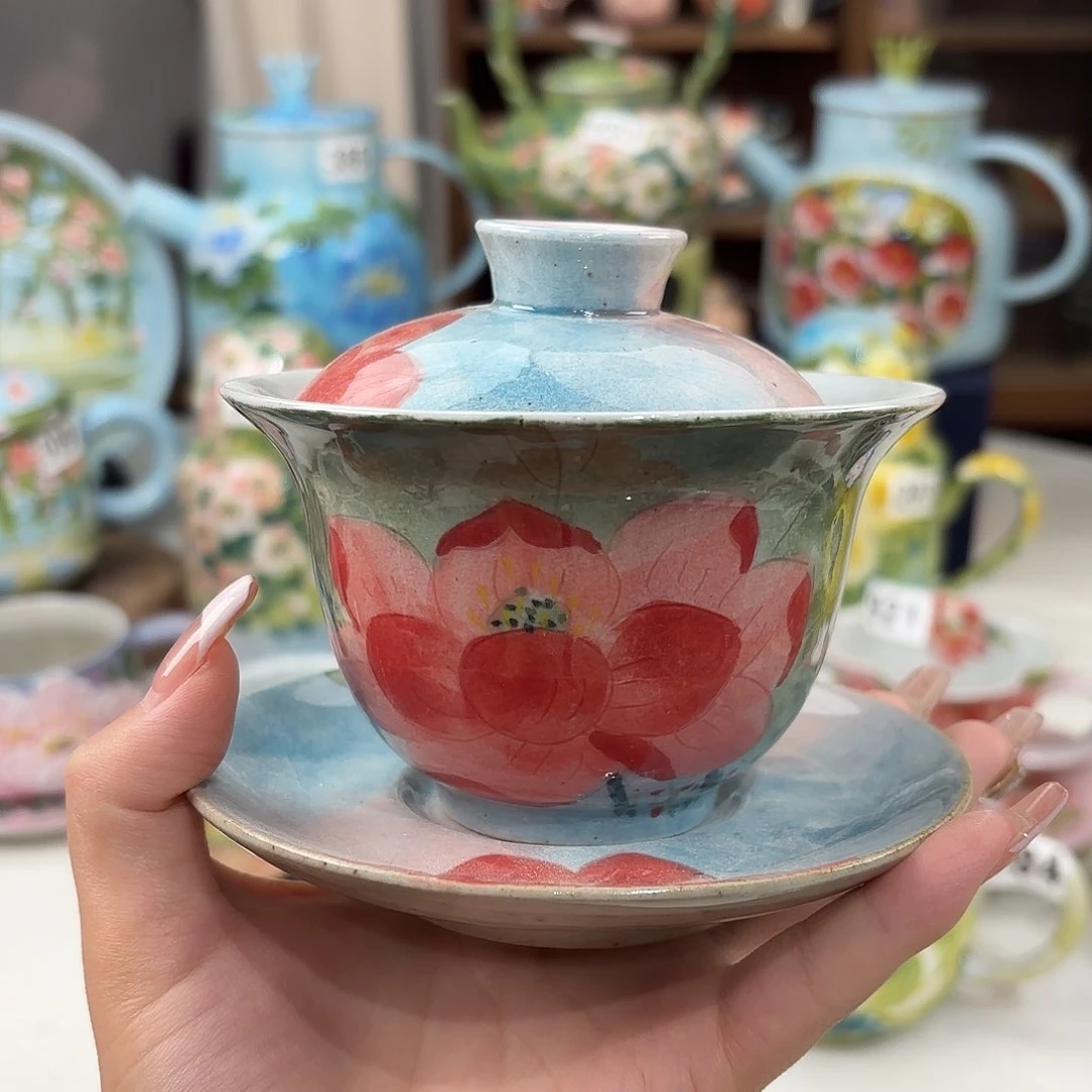 瓷片米****花景德镇手绘高温釉下彩陶瓷茶具