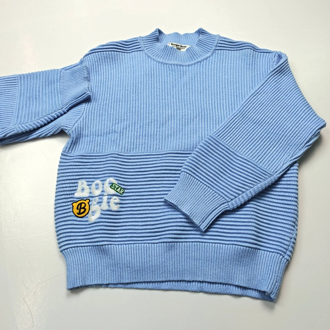 卜吉熊轻潮学院系列新款男女童装时尚保暖圆领套头针织衫(079)