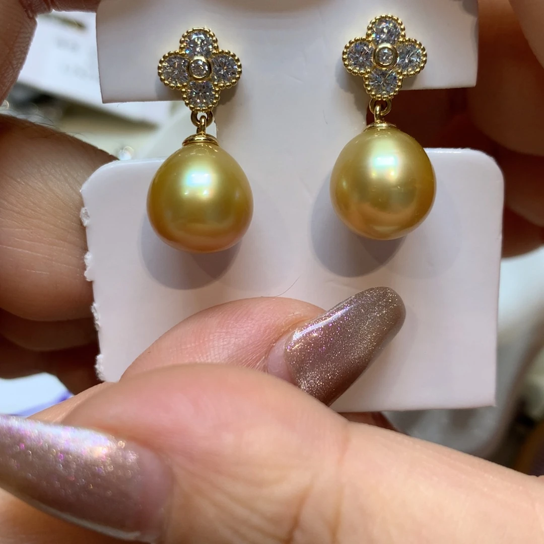 银S925镶嵌海水珍珠耳饰