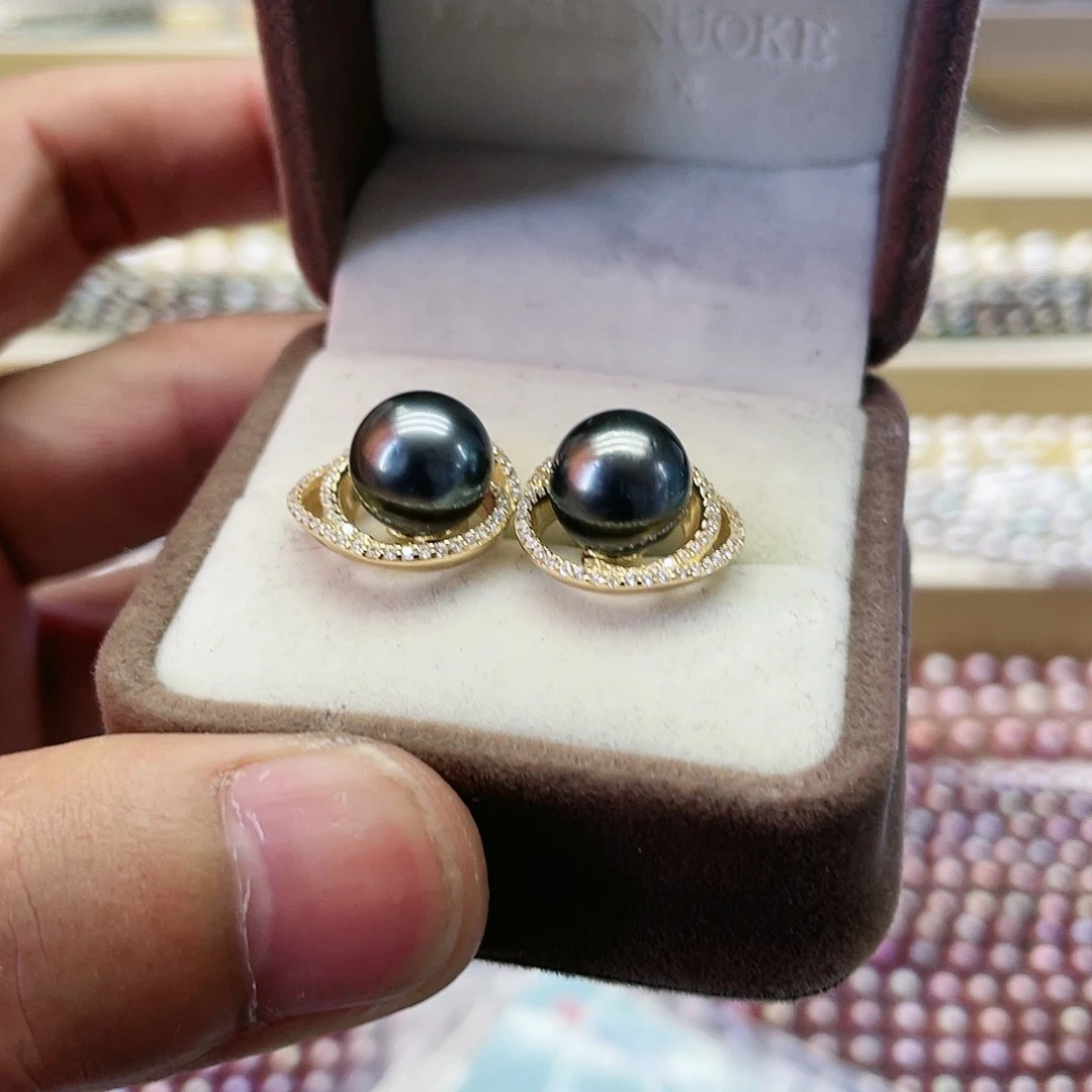 海水珍珠耳饰银S925镶嵌