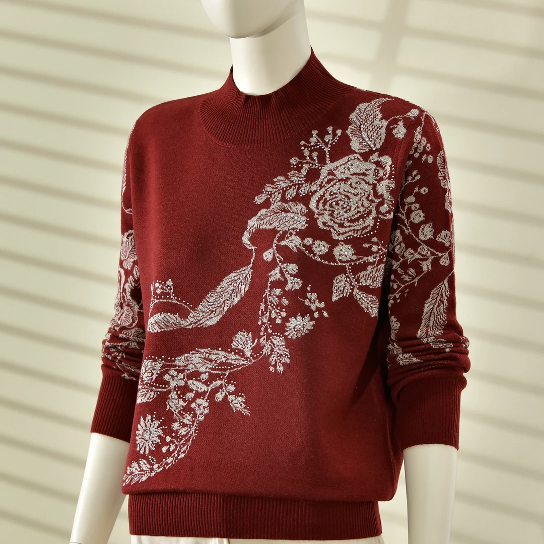 2025秋冬新款黑色半高领羊毛衫女宽松显瘦气质百搭针织毛衣打底