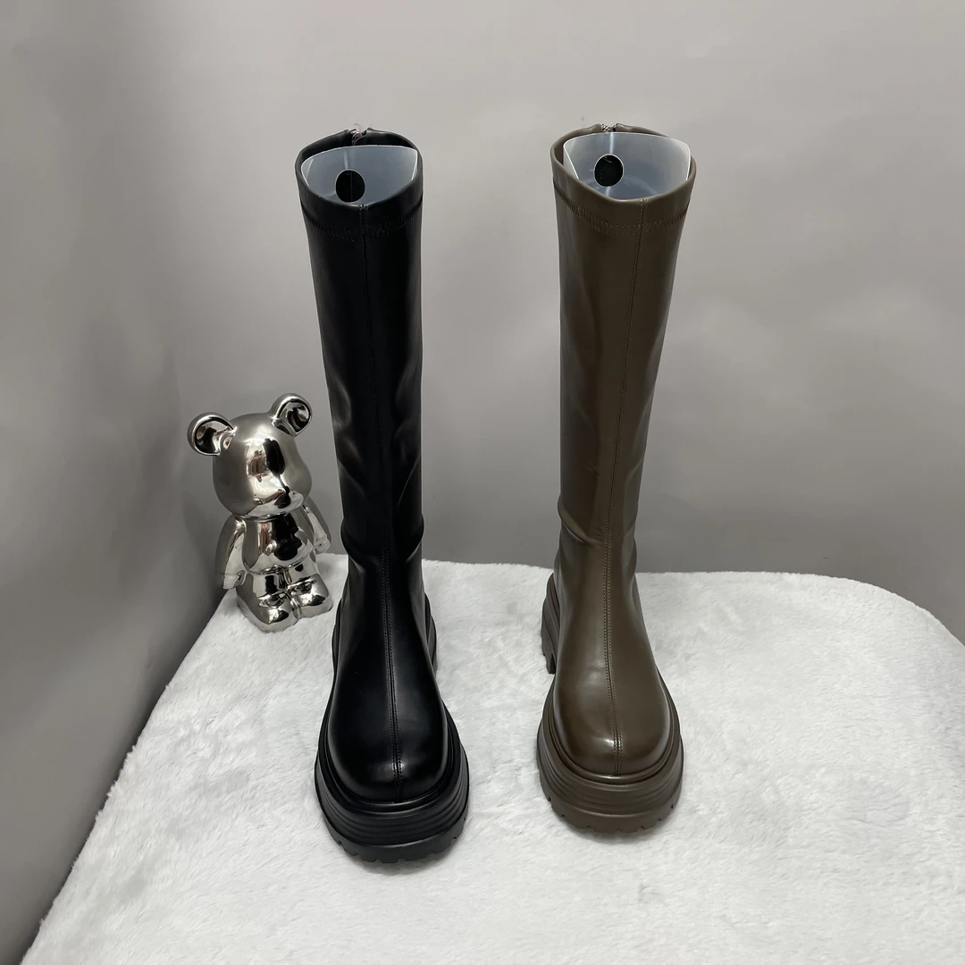 【标准/加宽】新款不过膝小个子时尚厚底靴子长筒百搭长靴77688