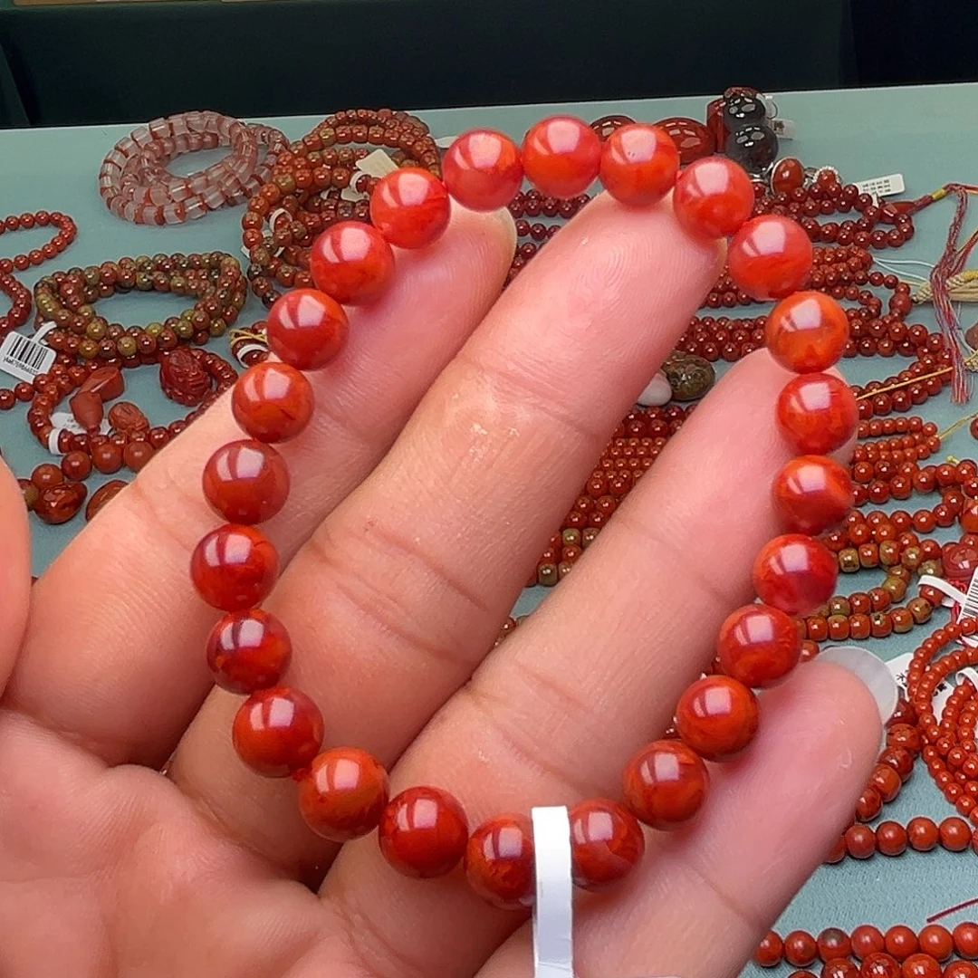 南红玛瑙未镶嵌手链牛血妖火焰卡8