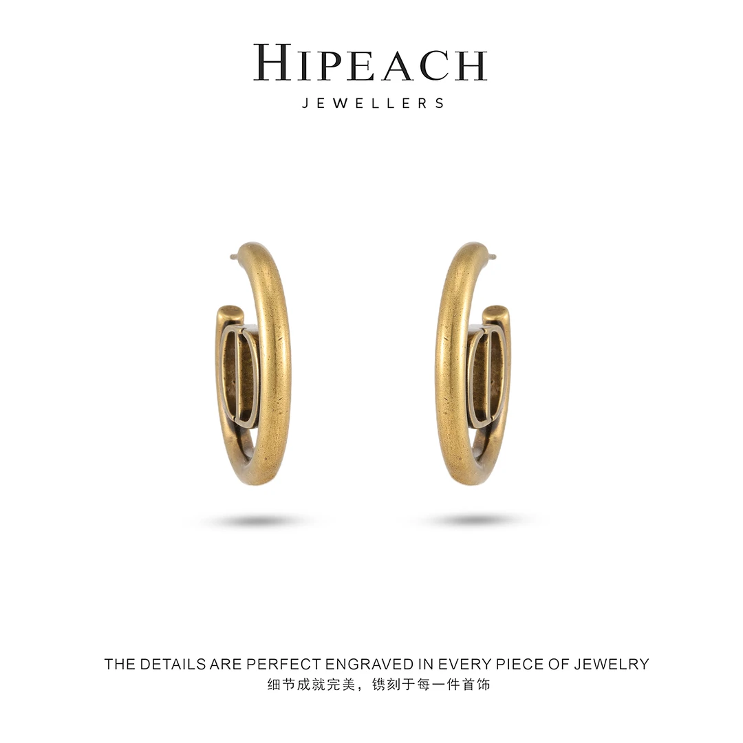 铜合金耳饰    镀K金 ♠天天♠复古光面猪鼻雅丹设计耳钉HTMY0029