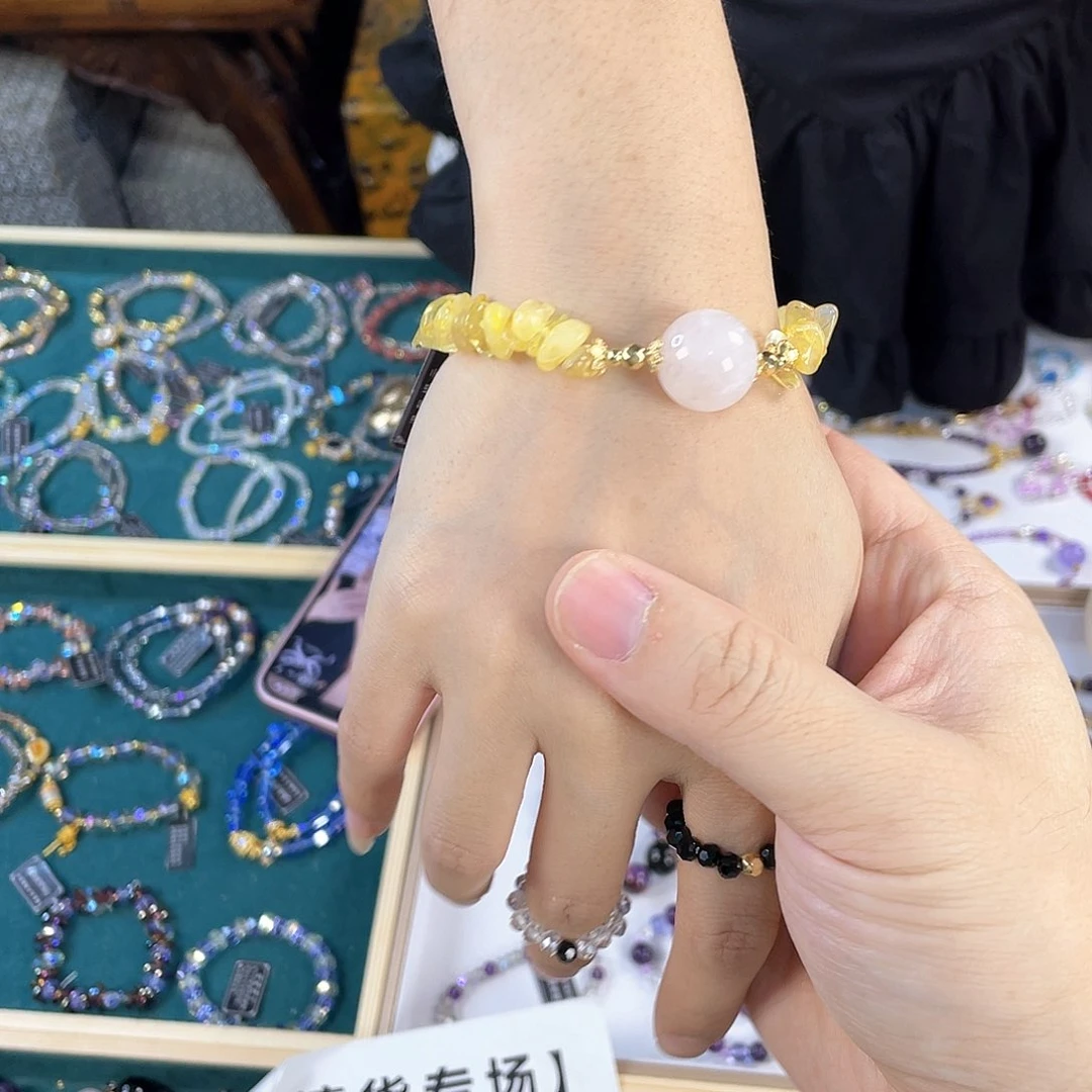 水晶手链银S925镀金镶嵌