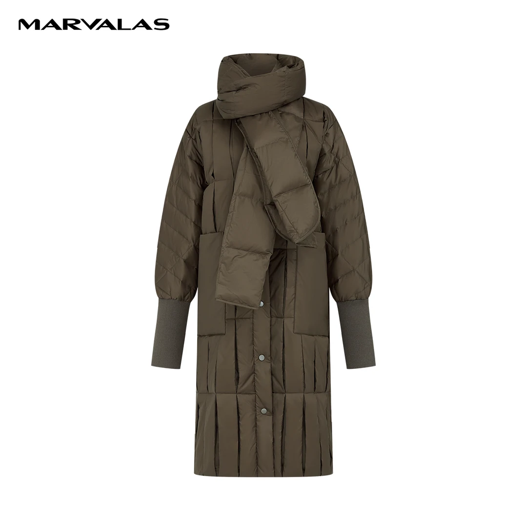 【丽公主】曼德诗长款羽绒服撞色蓬松保暖外套M427307196