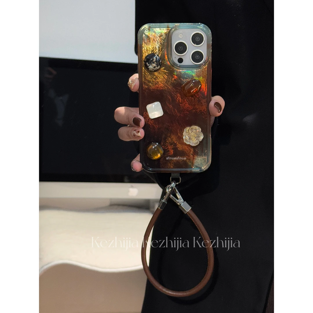 【壳之】高级立体几何琥珀适用苹果17/16/15/14promax/13简约手机壳