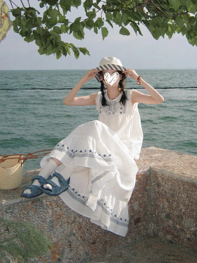 【马蒂斯的海岸】日系少女航海系重工花朵刺绣上衣半裙两件套