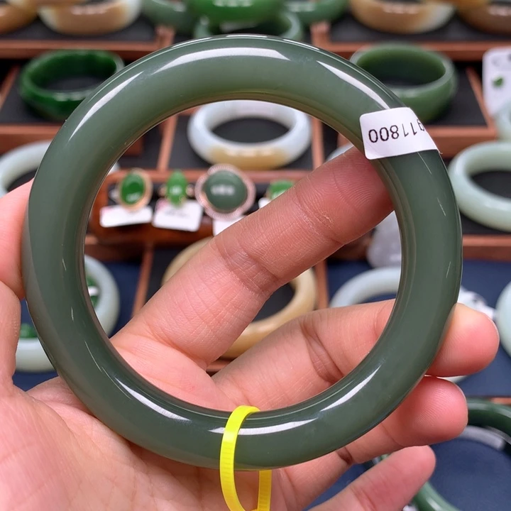 和田玉（碧玉）手镯5859圈口未镶嵌