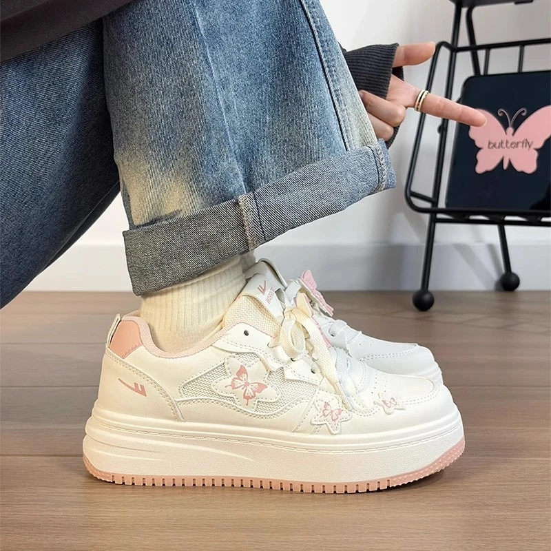 回力小白鞋女爆改可爱蝴蝶休闲板鞋女厚底增高配裙子原创学生百搭