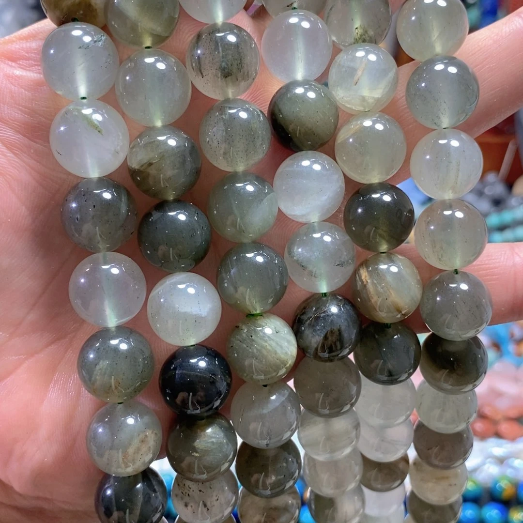 玛瑙/玉髓合金珠宝半成品天然云雾水晶一条卡14mm
