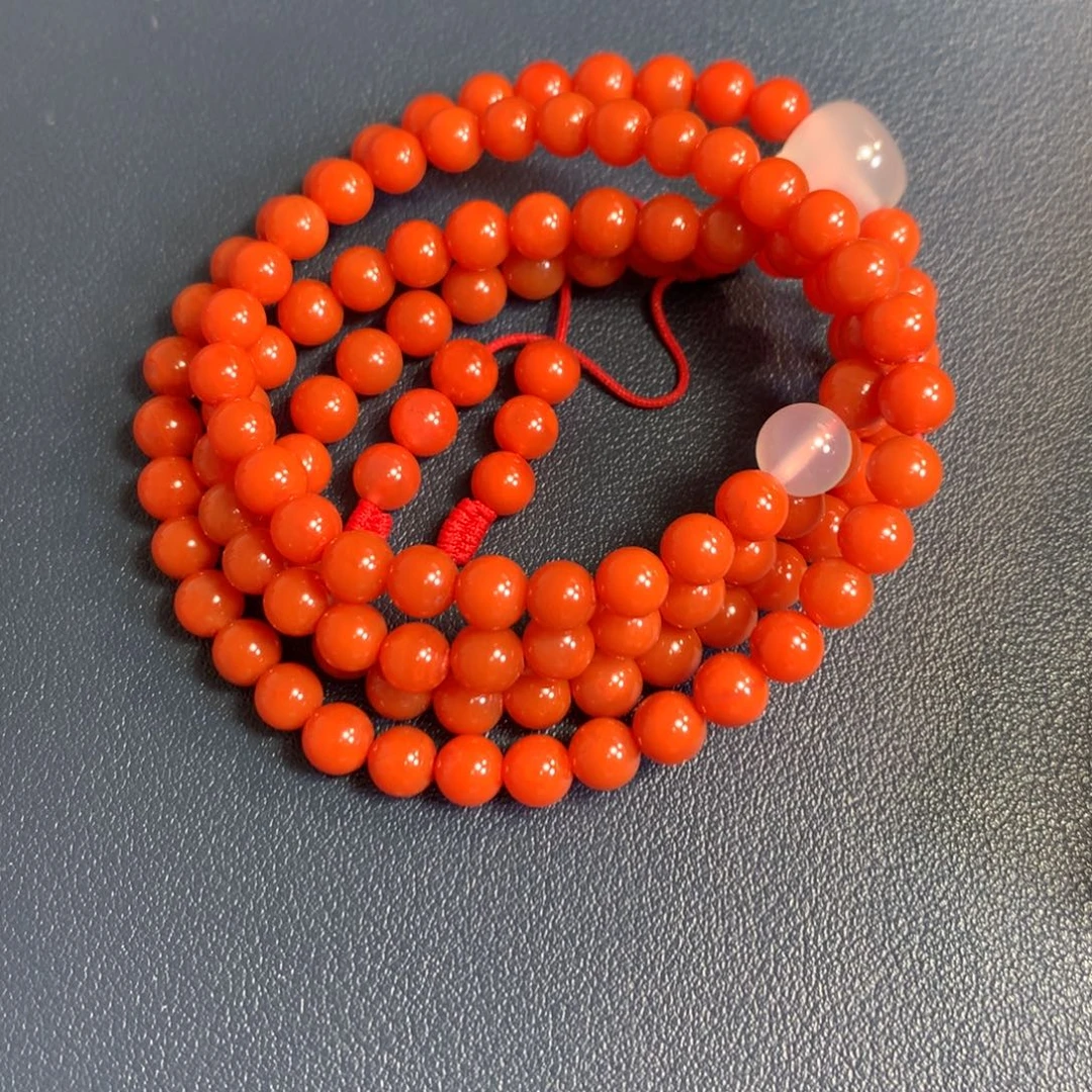 未镶嵌6+柿子红108南红玛瑙