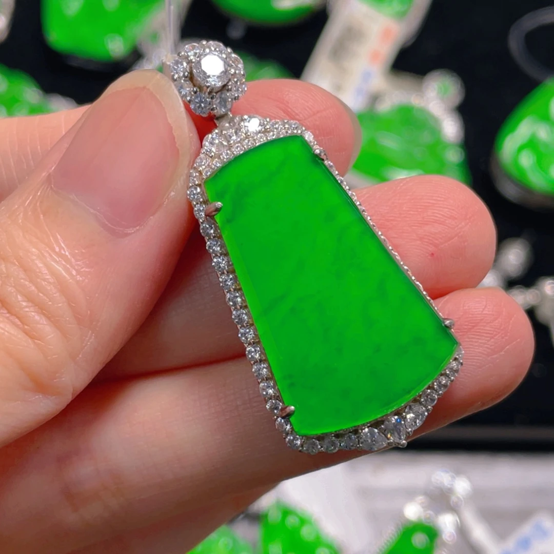 翡翠银S925镶嵌吊坠(不含链)