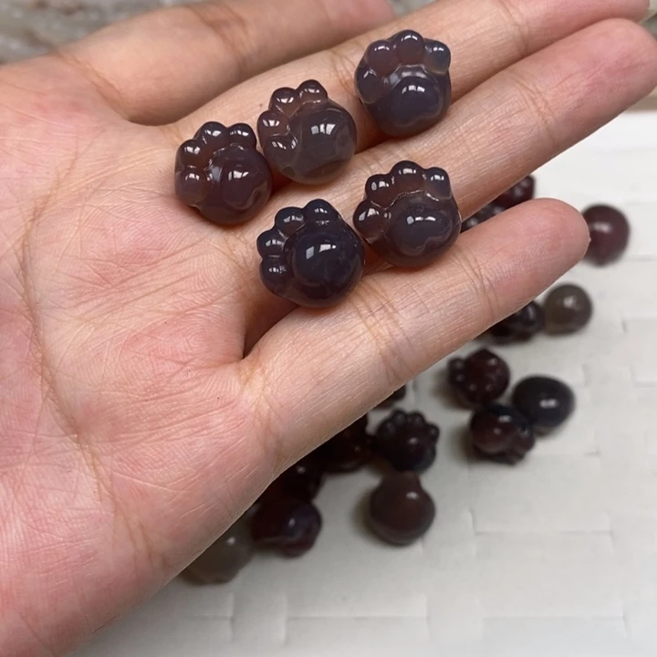 玛瑙/玉髓未镶嵌珠宝半成品猫爪处理价5个