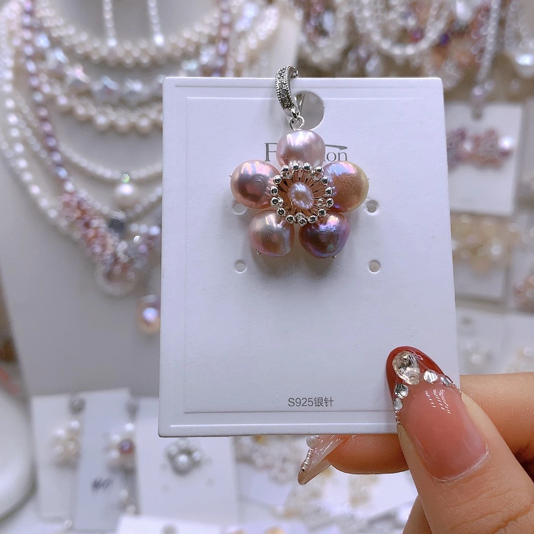 银S925镶嵌耳饰淡水珍珠