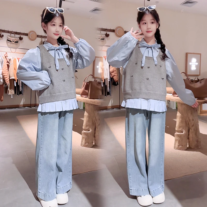 【允恬】女童春装套装2025新款时髦中大童春秋款女孩洋气春季三件套