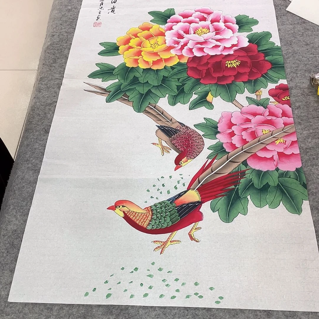 书法纯手绘山水花鸟