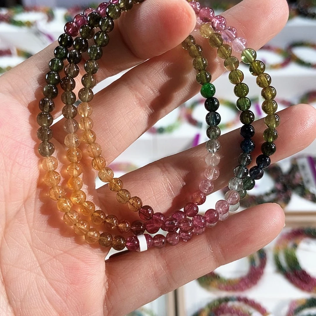 未镶嵌碧玺手链G2170三圈颜色微差