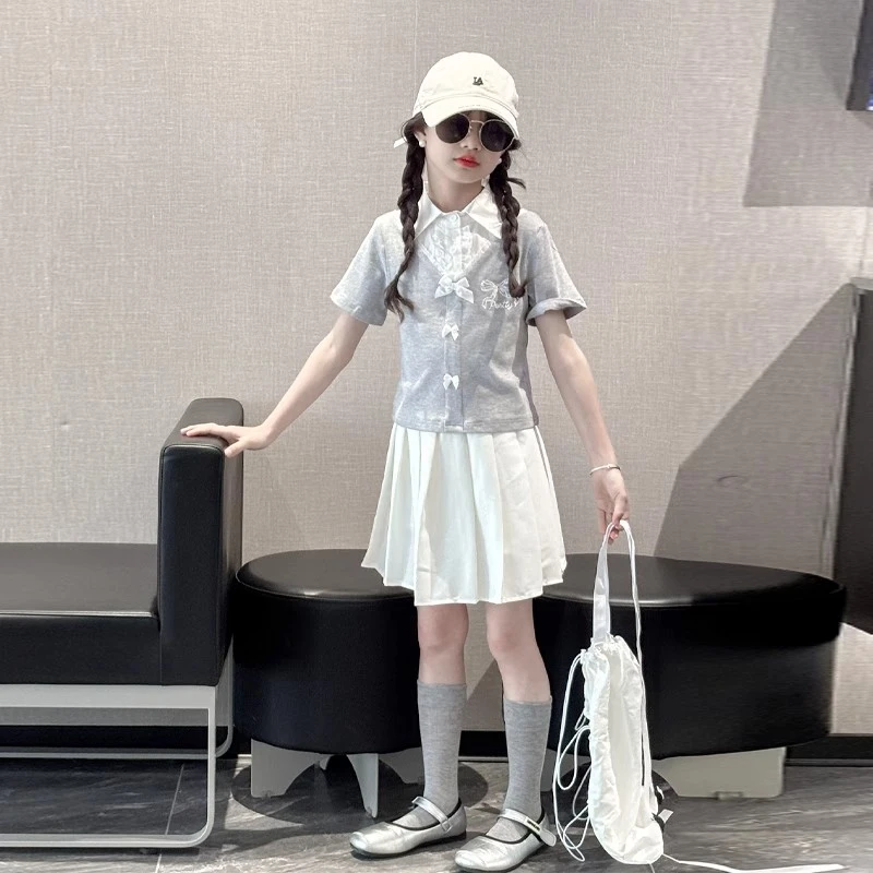 女大童连衣裙夏季2025新款女童洋气jk裙子夏女孩夏装学院风套装裙