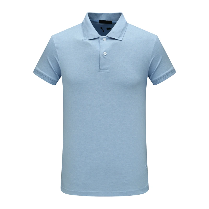 F3730恺男式夏季短袖T恤 蚕丝翻领套头休闲商务上衣 浅蓝色