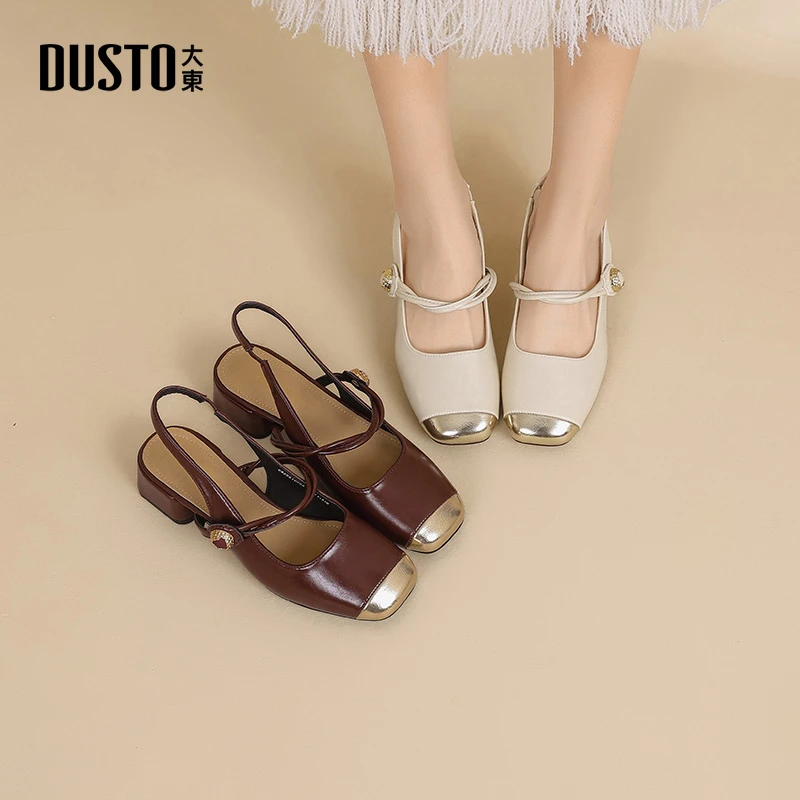 大东小香风后空高跟凉鞋女2025夏季新款优雅通勤气质玛丽珍鞋1055