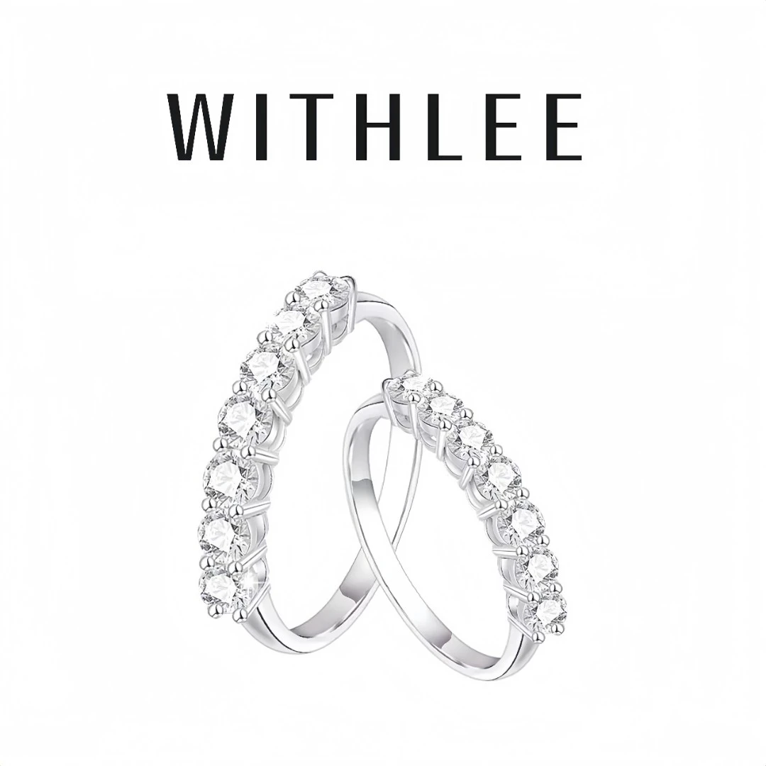 925银莫桑石戒指 七公主排钻S925银小众百搭莫桑钻戒指银戒轻奢