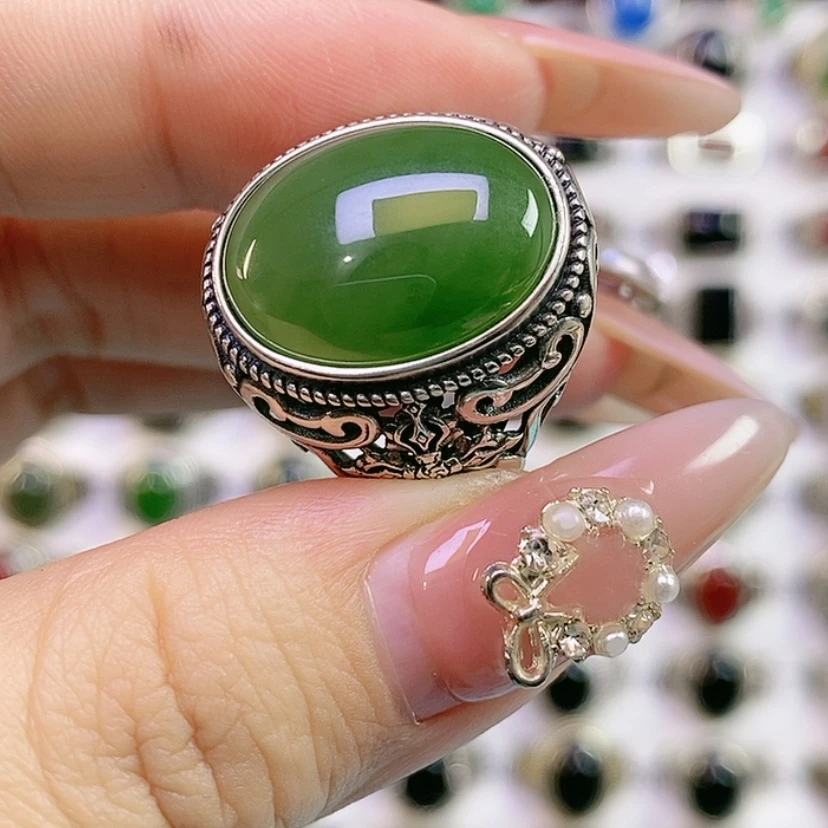 【闪购商品】银S925镶嵌戒指和田玉快**恒