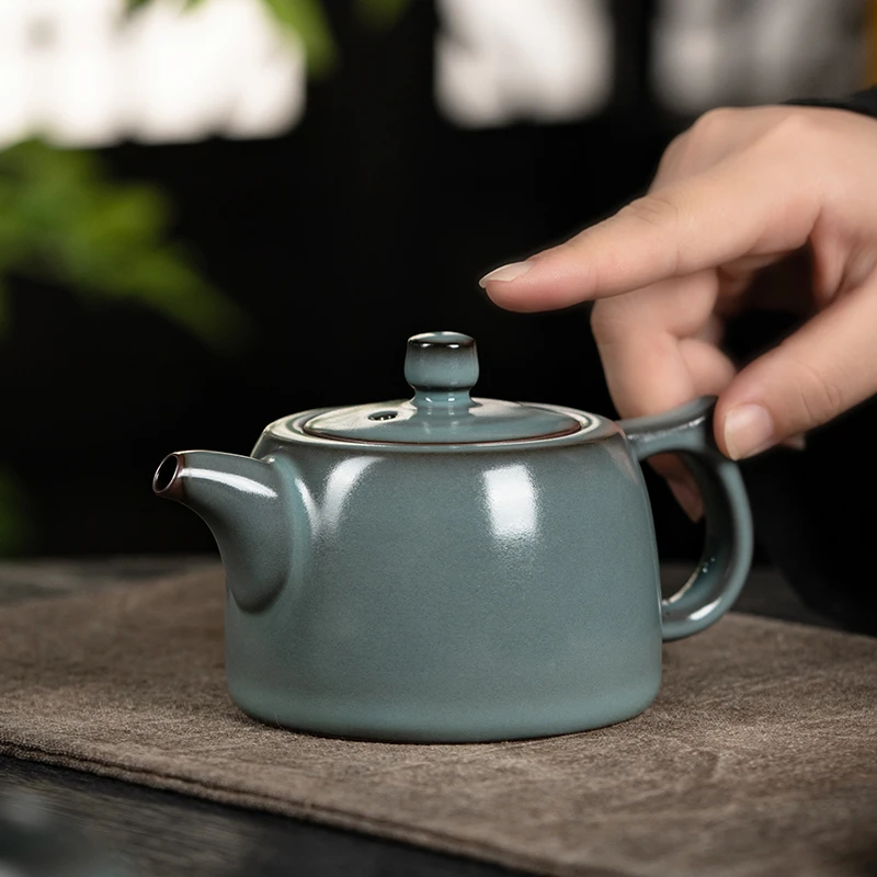 锋子 铁胎汝窑家用泡茶功夫茶壶功夫茶具仿古井栏壶大容量茶壶
