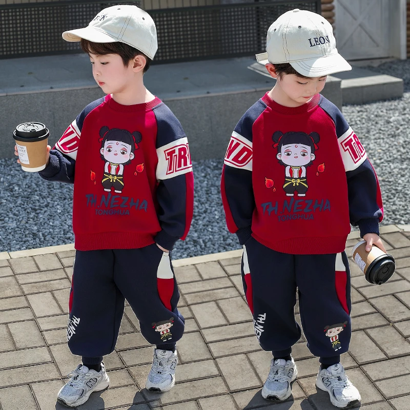 男童哪吒秋装春秋款2025新款时髦帅气男宝宝卫衣两件套小男孩春装