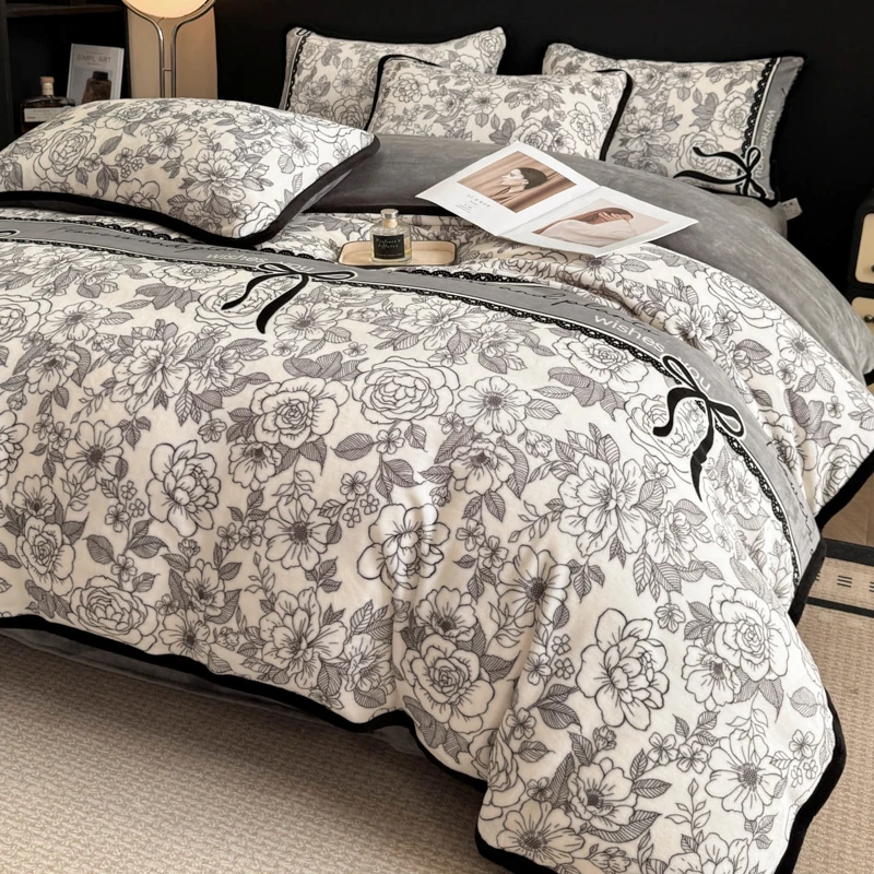 冬季加绒牛奶绒四件套双面绒加厚保暖防静电床上用品