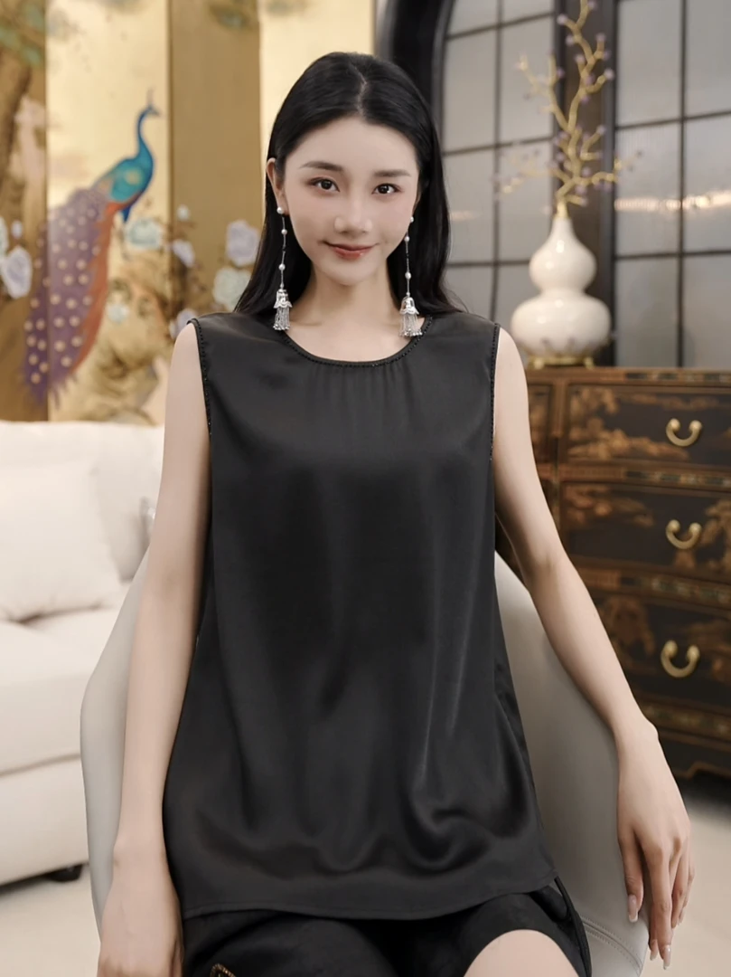 Betty Bairn【知意 · 香云纱】老料22姆米桑蚕丝无袖上衣25B-BW9970