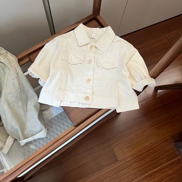 【编号S422】G85035-12-儿童时尚翻领外套米色-GDJY