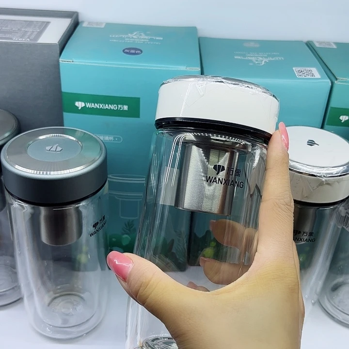 万象品牌双层玻璃杯V270白色