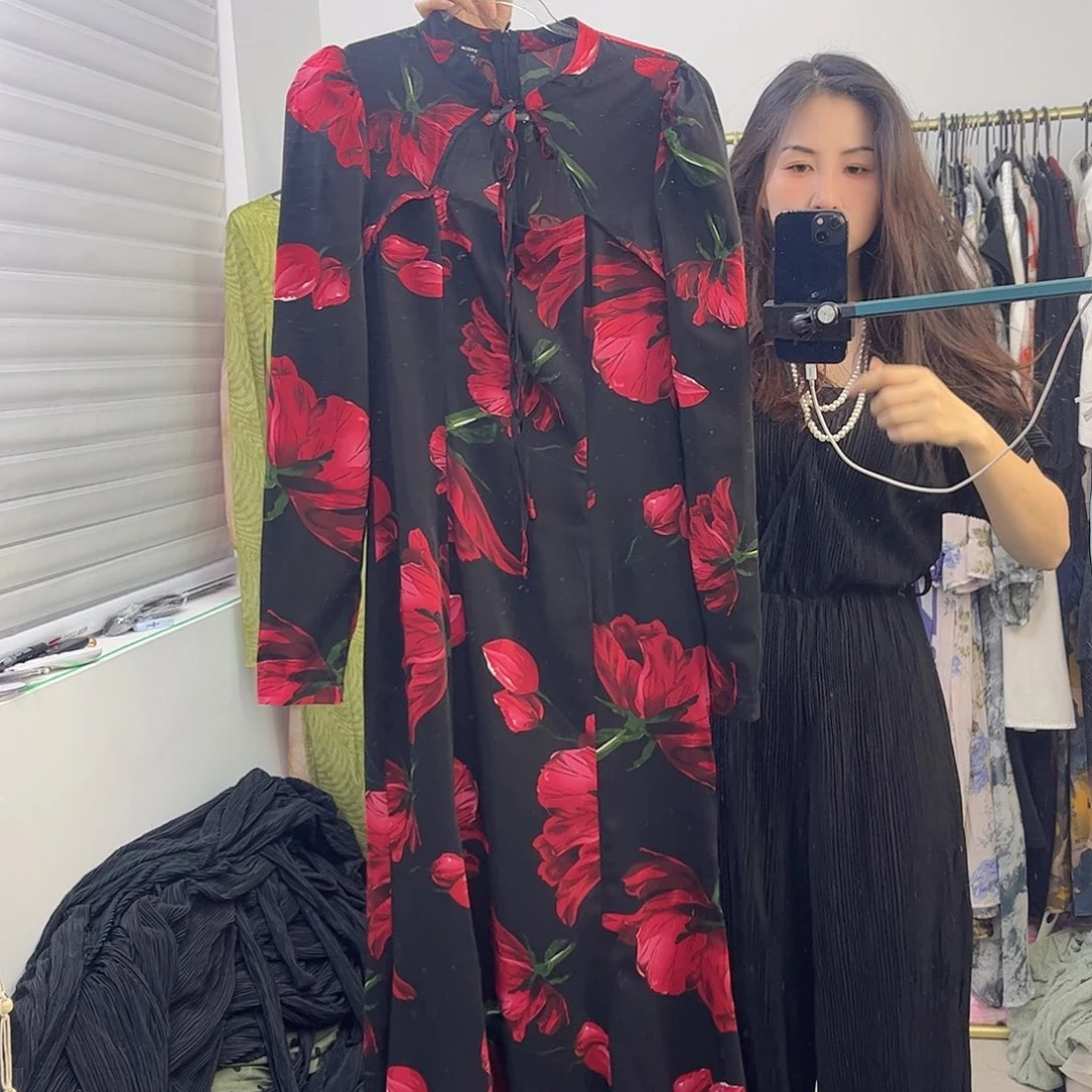 套头xl玫瑰花连衣裙