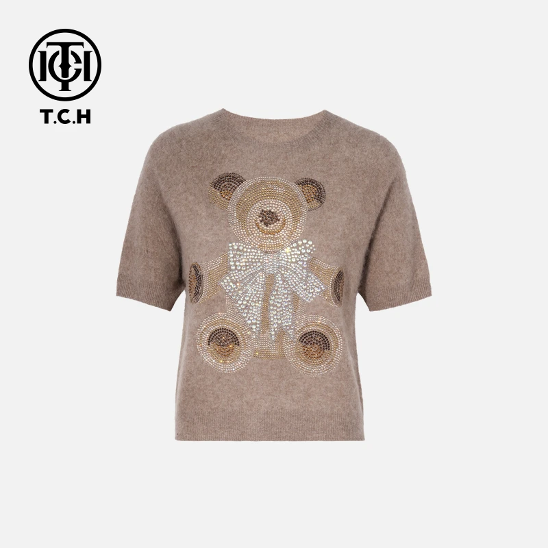 TCH私服烫钻工艺新时尚淑女百搭新潮流T恤女T75C09E5059轻奢tch