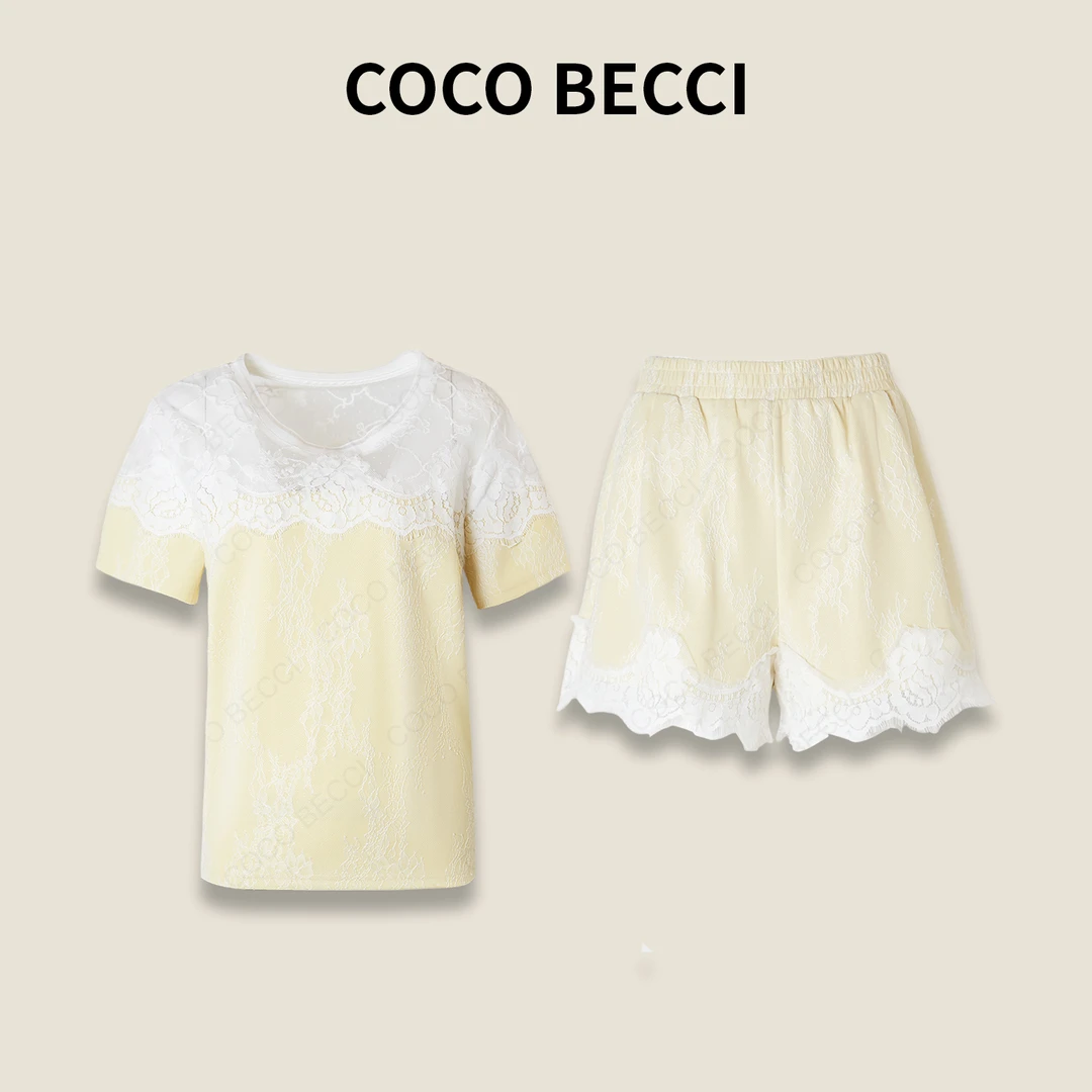 COCO BECCI【夏日布雷】新款棉混纺时尚百搭针织套装CFXYWB45411