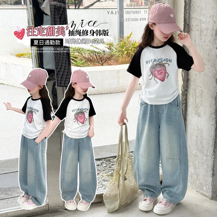 （两件套）童装女童套装夏装2025新款中大童儿童洋气时髦女孩夏