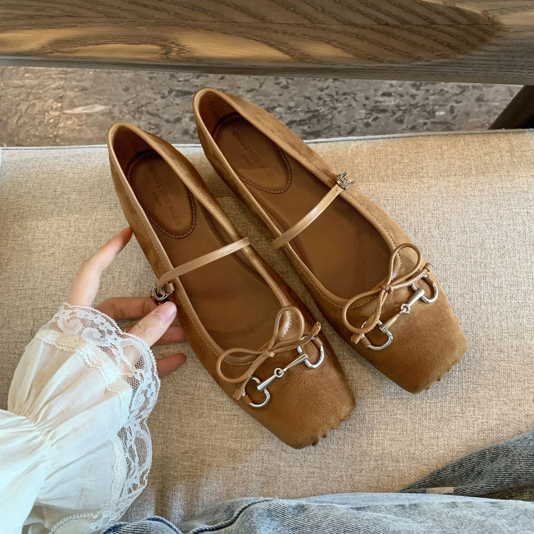 【奈斯专属】马衔扣秀场~蝴蝶结芭蕾鞋女玛丽珍单鞋E4302034